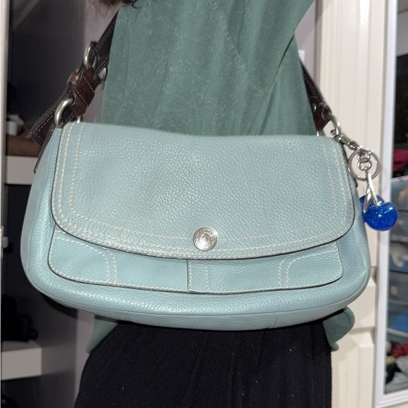 Coach Light Blue Leather Shoulder Bag - Picture 1 of 4